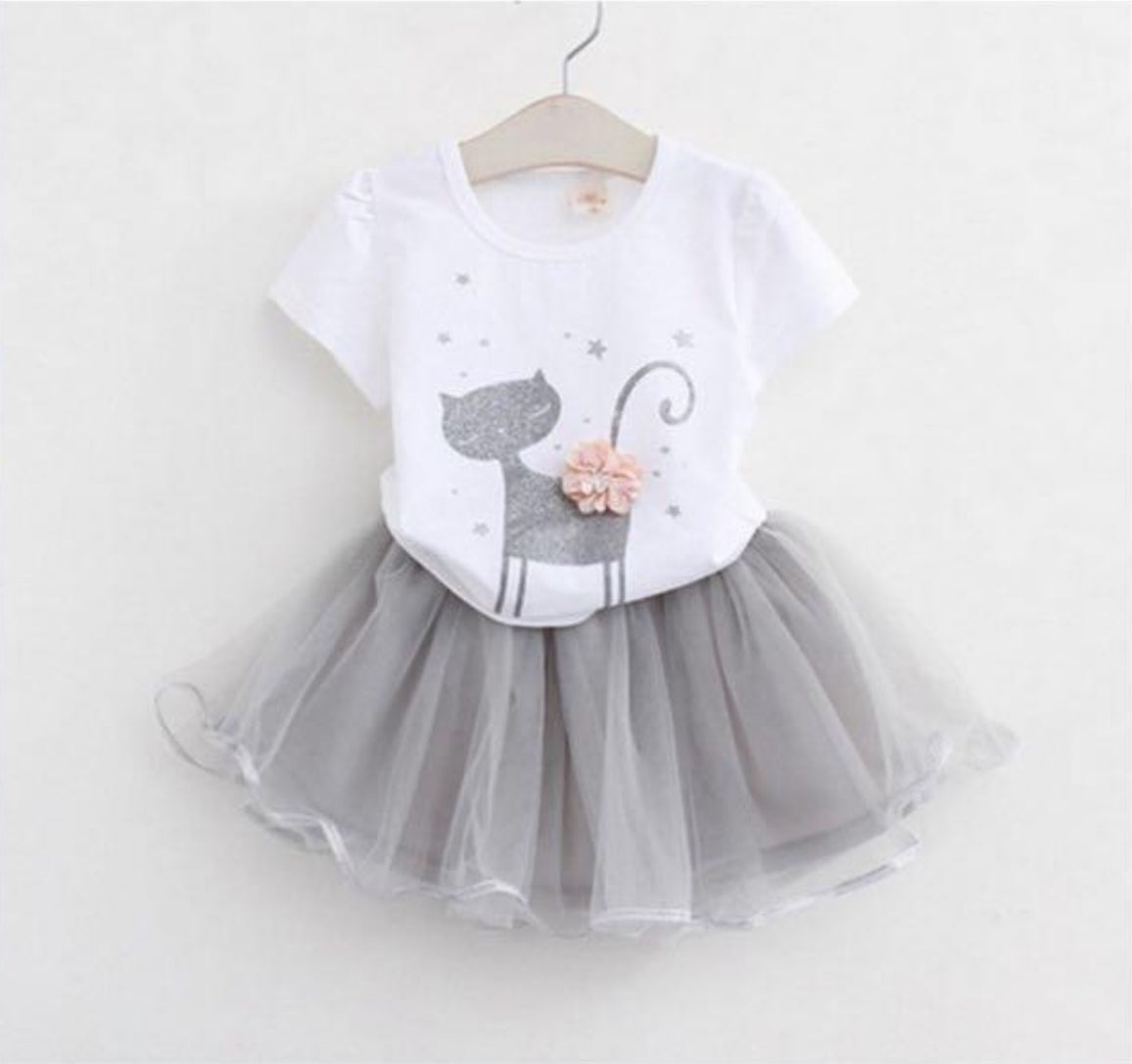 Cat Top and Tutu Skirt Set