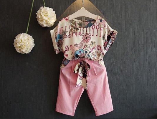Floral Top with Pink Pants