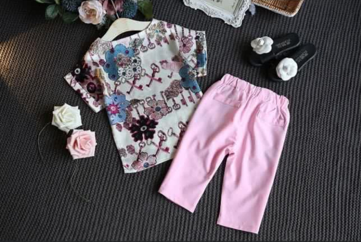 Floral Top with Pink Pants