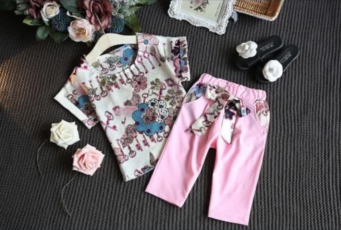 Floral Top with Pink Pants