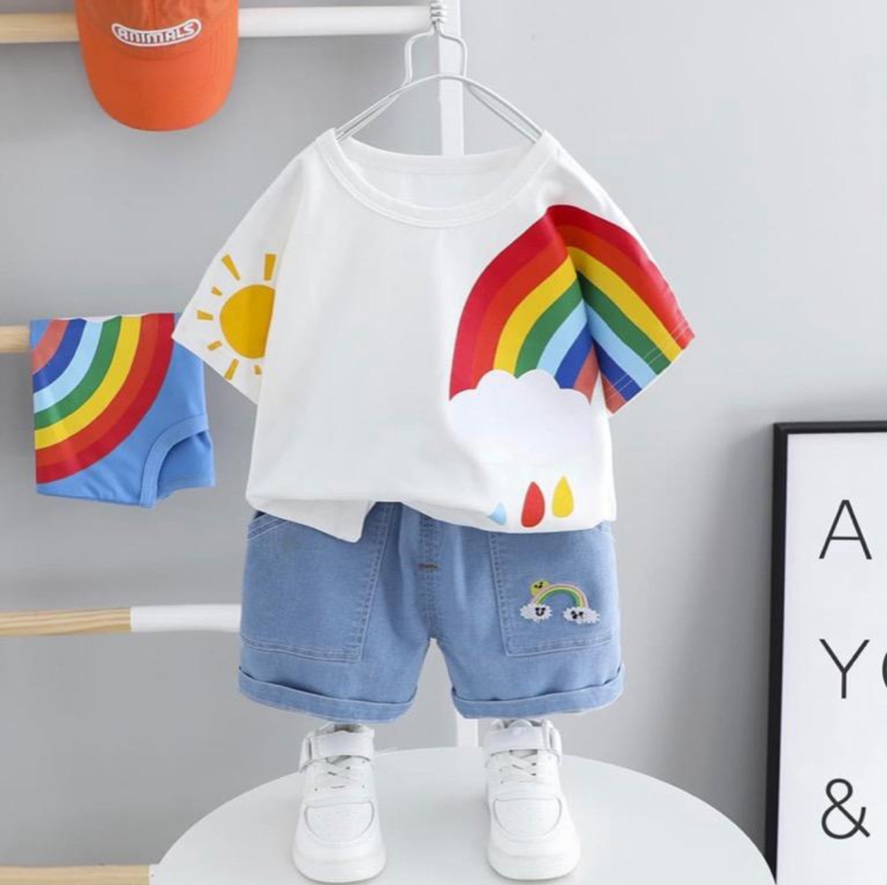 Unisex Rainbow Design Two Piece Set