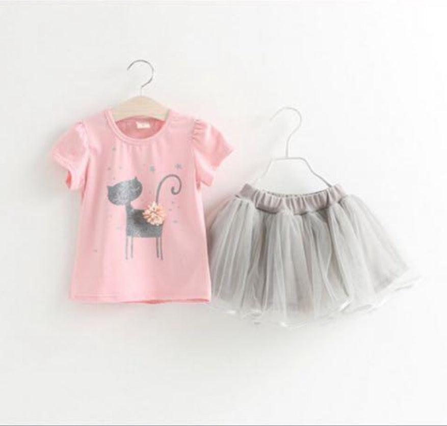 Cat Top and Tutu Skirt Set
