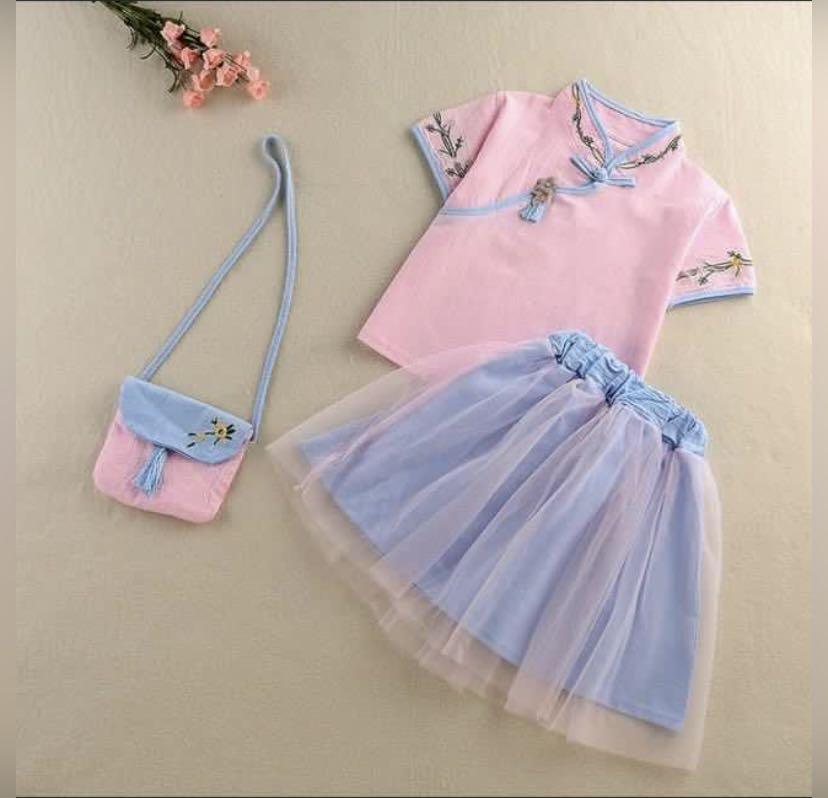 Cheongsam Top & Tutu Skirt for kids 2y - 6y