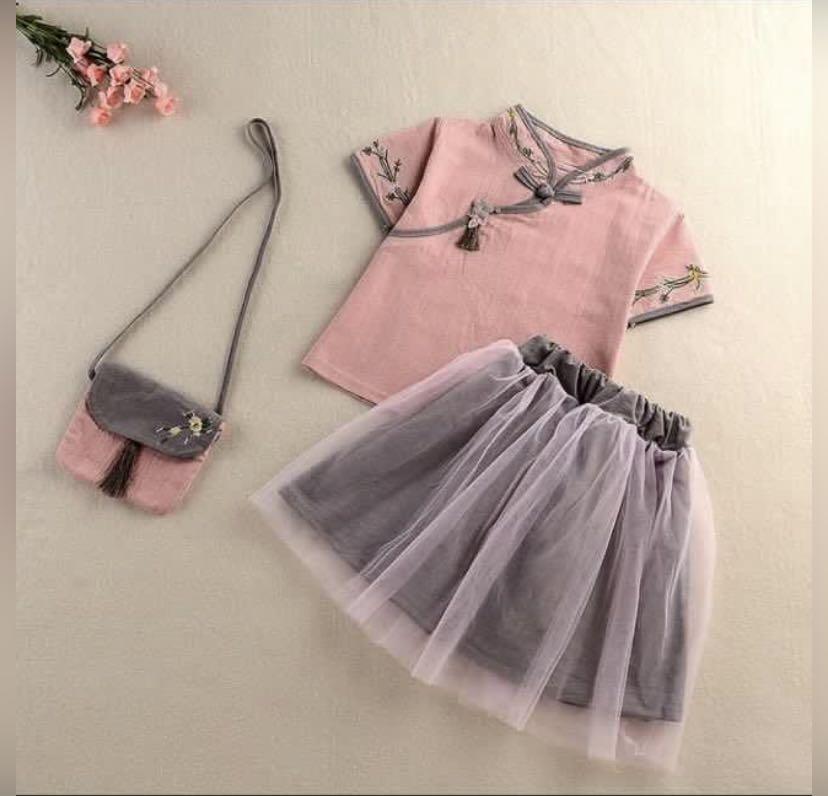 Cheongsam Top & Tutu Skirt for kids 2y - 6y
